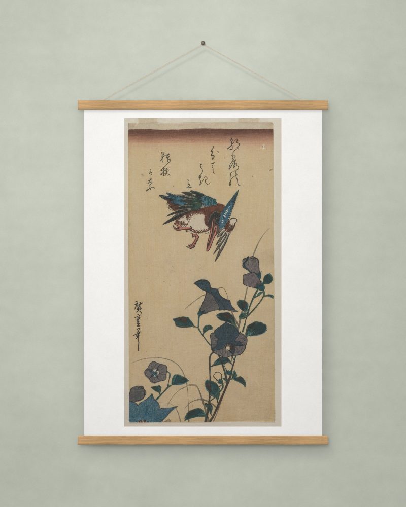 Kingfisher and Chinese Bellflowers