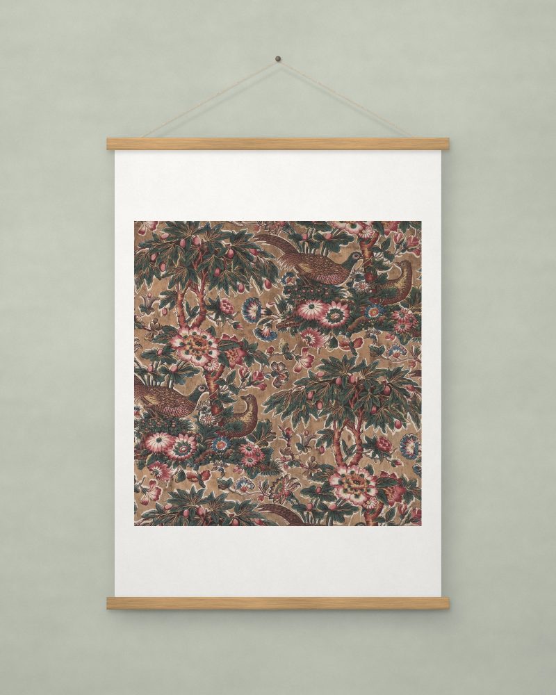 Glazed Chintz with Pheasant and Flower Design