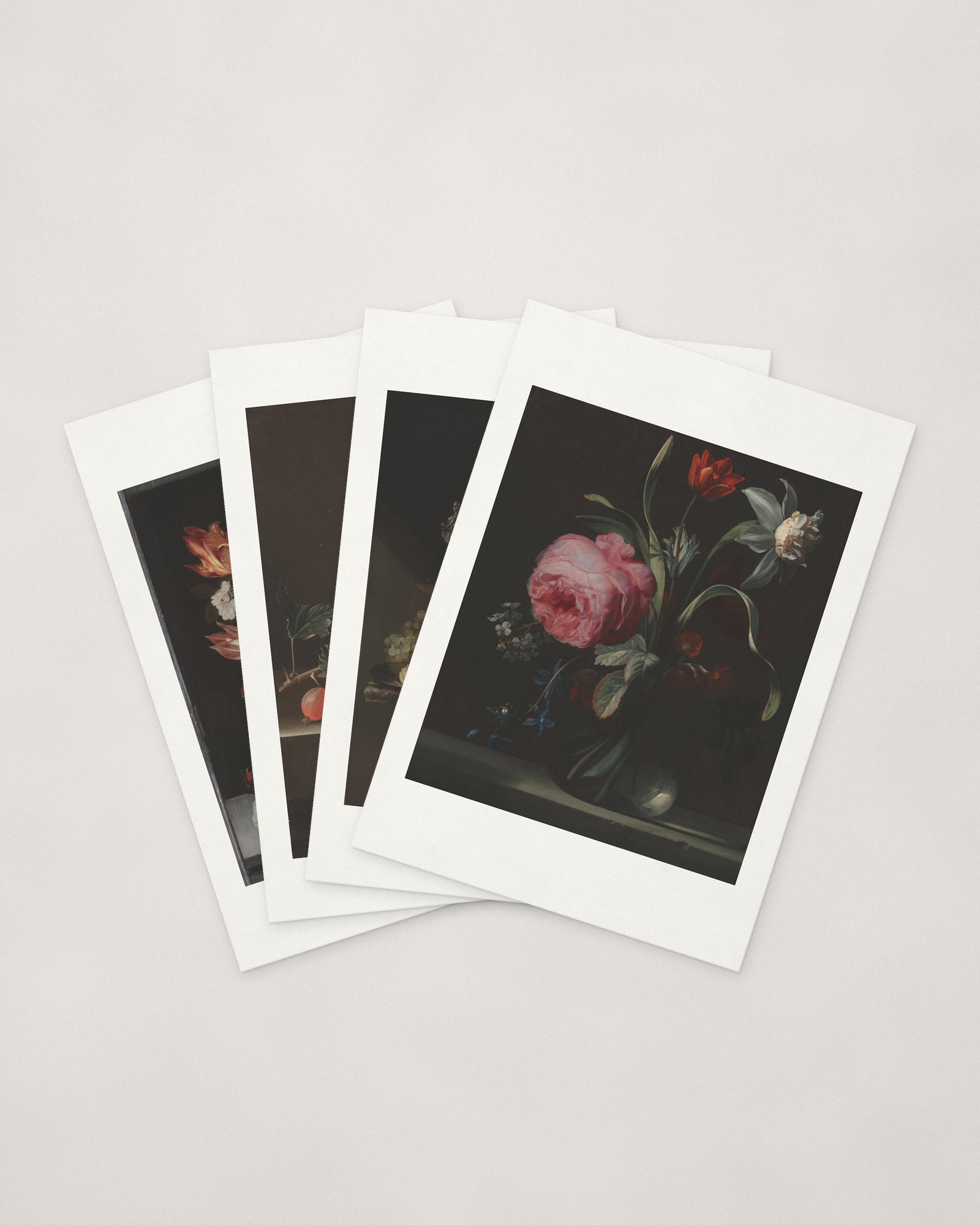 Dutch Still Life Cards — four cards fanned