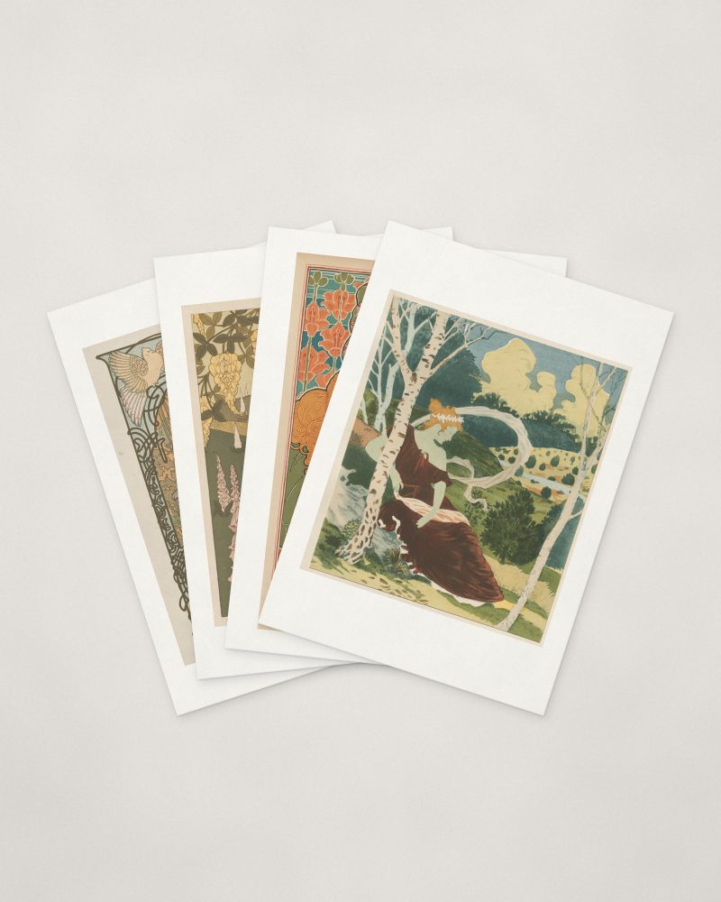 Art Nouveau Cards — four cards fanned